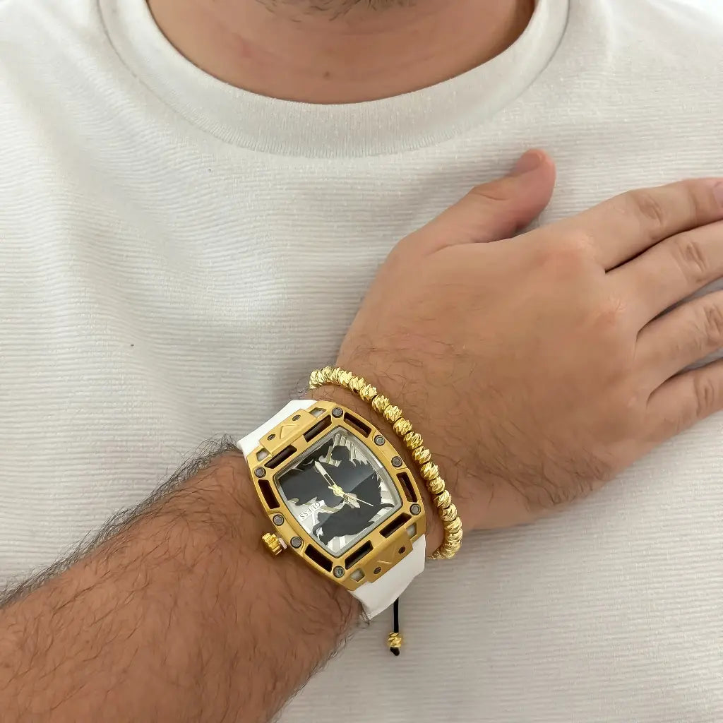 RELOJ GUESS DE ALTA CALIDAD + PULSERA BALIN ITALIANO 5MM EN ORO LAMINADO CON GARANTIA DE POR VIDA