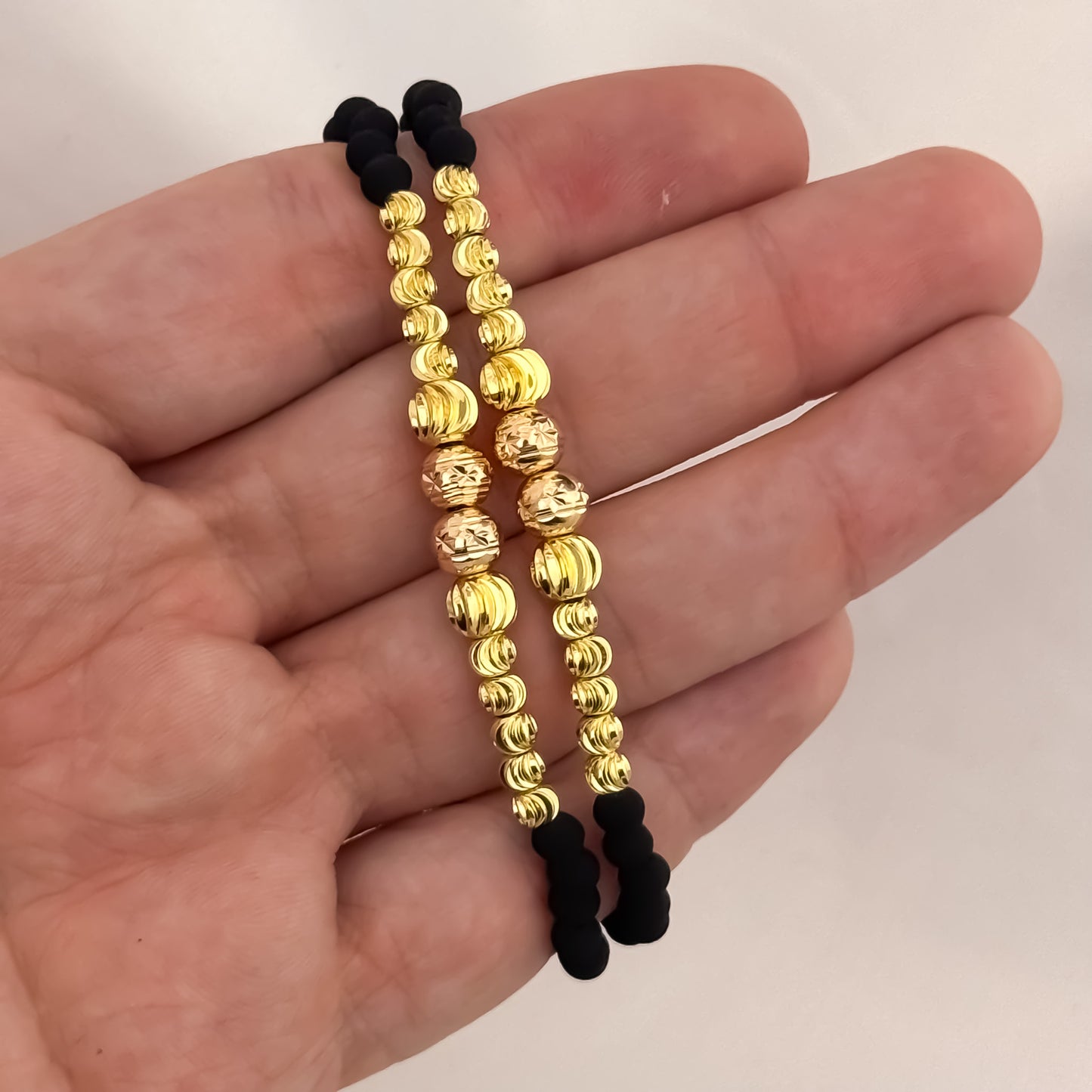 Promoción de 2 Pulseras Para Parejas en Balin Italiano de 5mm y 4mm y Oro Rosa + Neopreno en Oro Laminado 18k con Garantía de por vida