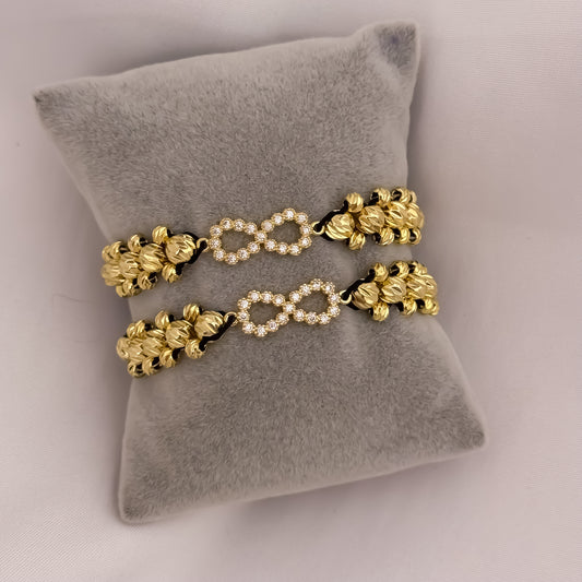 Promoción de 2 Pulseras para Parejas Doble Carril  en Balin Italiano de 6mm con Amuleto protector para Parejas de  Infinito en Oro Laminado 18k con Garantía de por vida