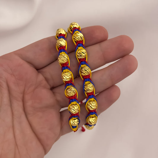 Promocion de 2 Pulseras Para Parejas  de Seleccion Colombia  en Balin Italiano de 6mm en Oro Laminado 18k con Garantia de por vida