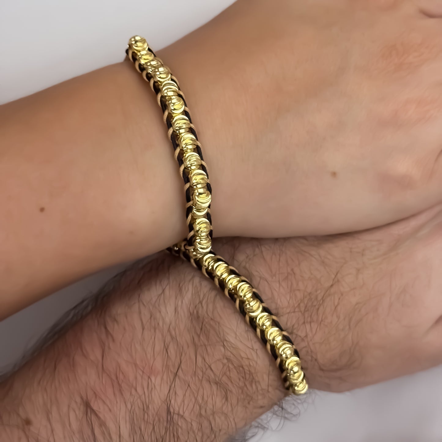 Promocion de 2 Pulsera Tejida Doble Hilo en Balin Italiano de 5mm en Oro Laminado 18k con Garantia de por vida
