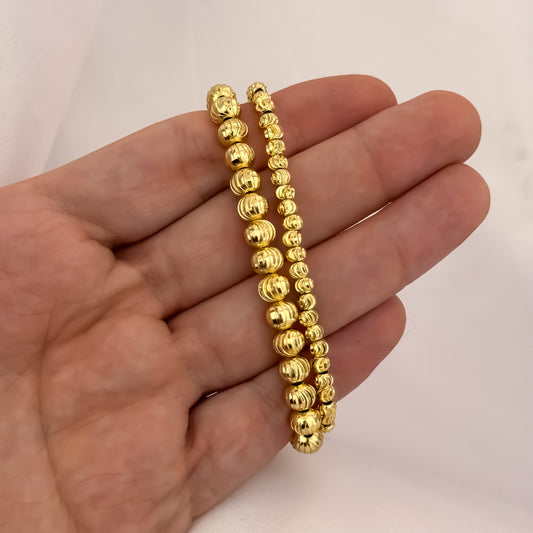 Promocion de 2 Pulseras Para Parejas en Balin Italiano de 6mm y 4mm en Oro Laminado 18k con Garantía de por vida