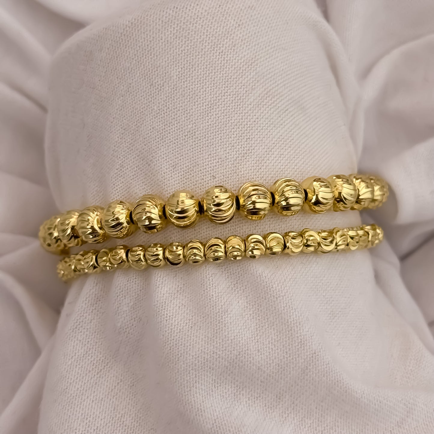 Promocion de 2 Pulseras Para Parejas en Balin Italiano de 6mm y 4mm en Oro Laminado 18k con Garantía de por vida