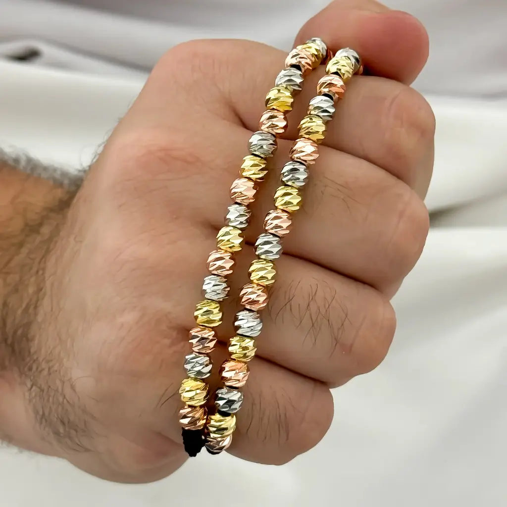 2 MANILLAS PARA PAREJA DE 3 OROS EN BALIN ITALIANO DE 6MM EN BAÑO DE ORO DE 10K CON GARANTIA