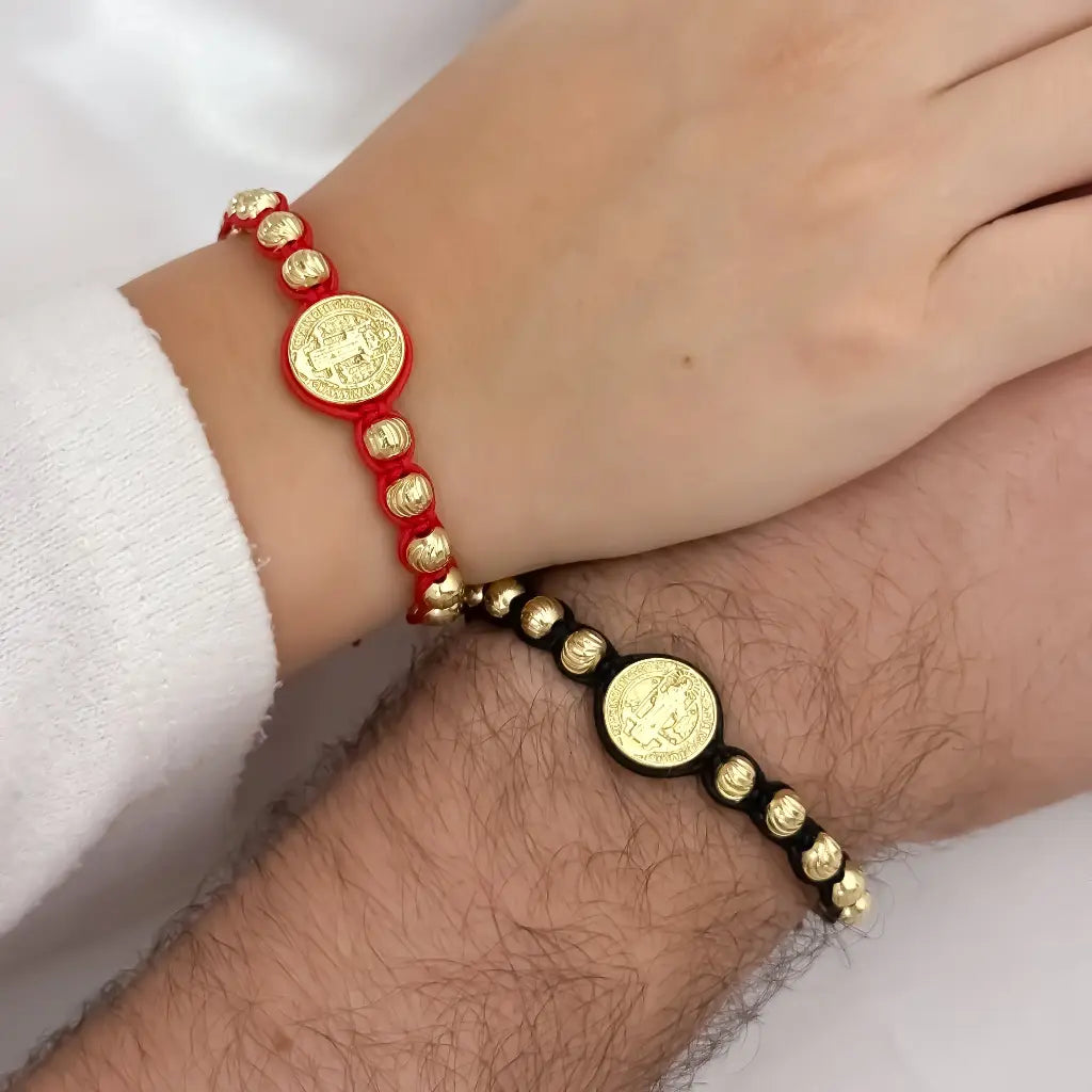 Nuevas Pulseras Balin italiano de 6mm de Grosor mismo de Oro de 18k   Para Parejas de San Benito Proteccion en Oro Laminado 18k con garantia de por vida