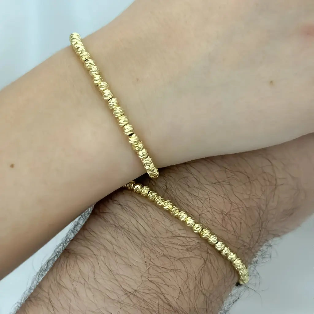 Manillas para  Pareja  Balin  Diamantado 4mm en Baño de Oro de 18k Con Garantia