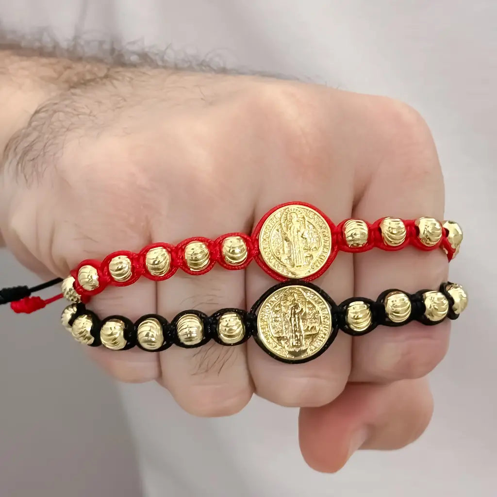 Nuevas Pulseras Balin italiano de 6mm de Grosor mismo de Oro de 18k   Para Parejas de San Benito Proteccion en Oro Laminado 18k con garantia de por vida