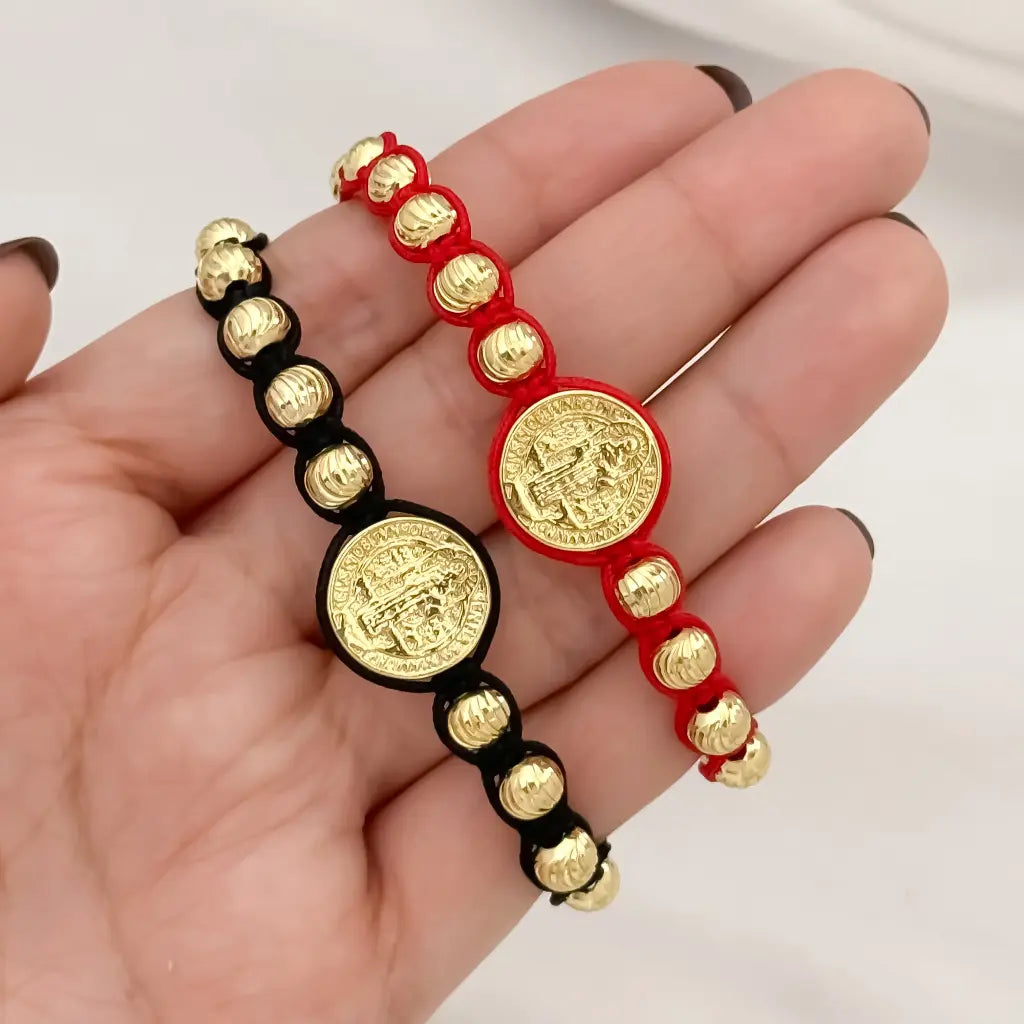 Nuevas Pulseras Balin italiano de 6mm de Grosor mismo de Oro de 18k   Para Parejas de San Benito Proteccion en Oro Laminado 18k con garantia de por vida