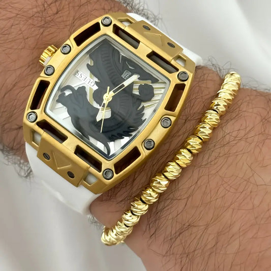 RELOJ GUESS DE ALTA CALIDAD + PULSERA BALIN ITALIANO 5MM EN ORO LAMINADO  CON GARANTIA DE POR VIDA