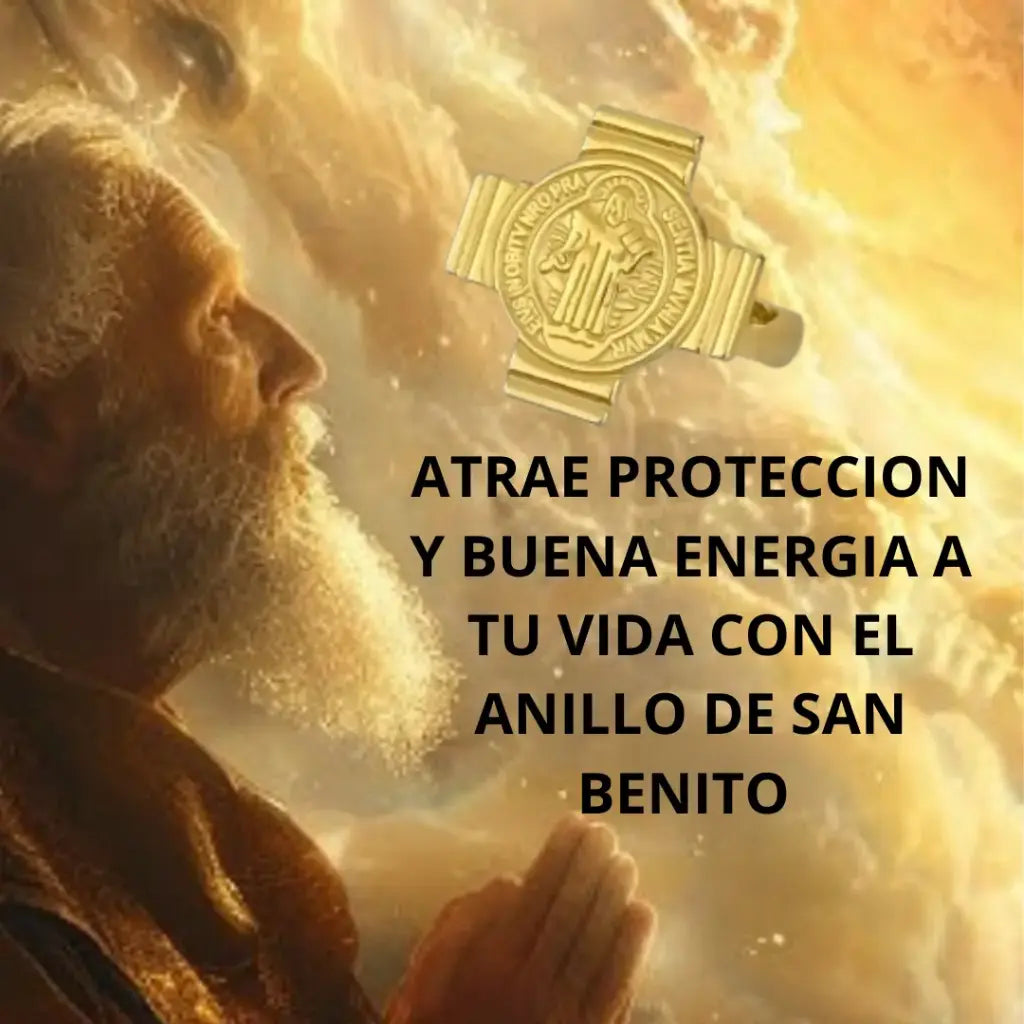ANILLO CRUZ SAN BENITO PROTECCION DE TODO LOS MALES EN BAÑO DE OR18K