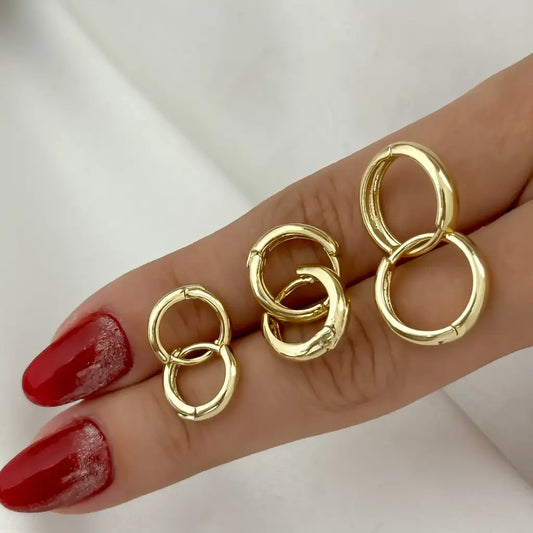 Juego de Candongas por 3 pequeña Mediana Grande en Baño de Oro de 18k con Garantía de por vida