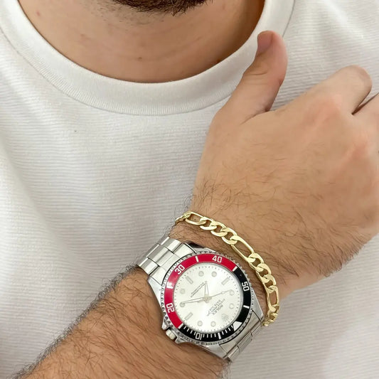 RELOJ ROLEX  ORO BLANCO COLOR GRIS  + PULSERA  CATIER 20CM-5MM DE GROSOR EN BAÑ0 DE ORO DE 18K  CON GARANTIA DE POR VIDA