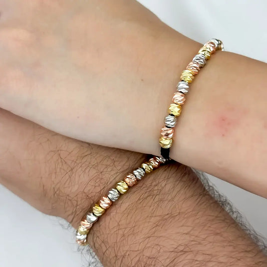 2 MANILLAS PARA PAREJA DE 3 OROS EN BALIN ITALIANO DE 6MM EN BAÑO DE ORO DE 10K CON GARANTIA